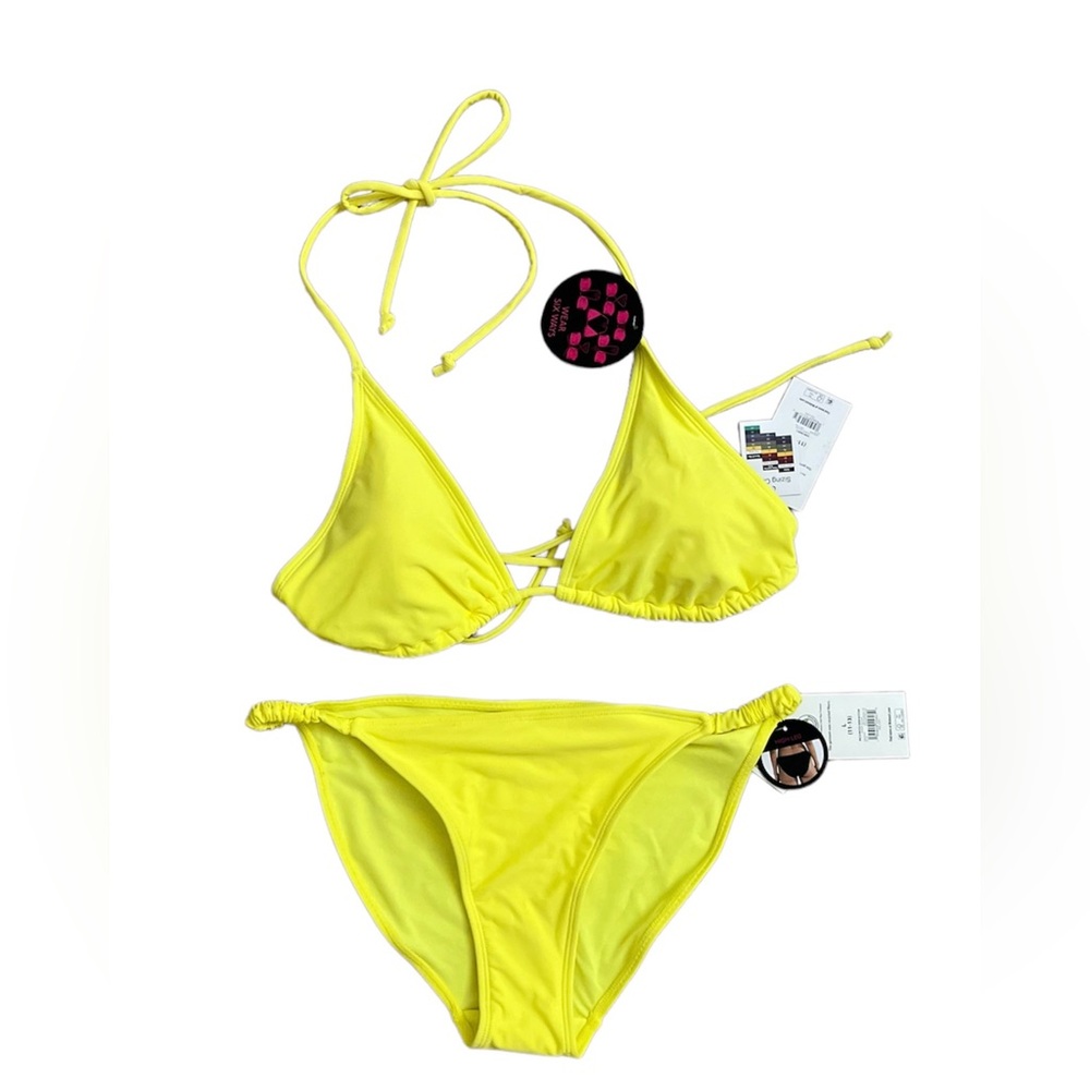 New No Boundaries string bikini yellow size large